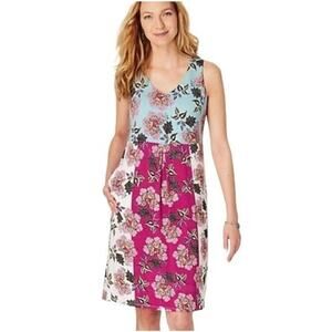 J. Jill‎ Floral Patchwork Sleeveless Knit V Neck Dress Women's Size XS NWT